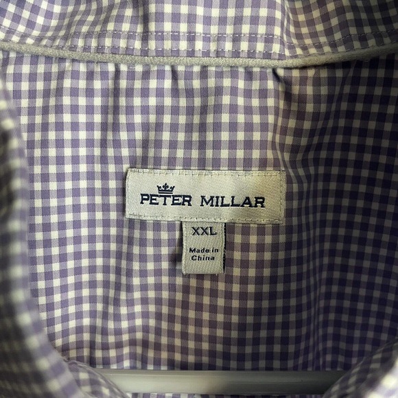Peter Millar Button Down Shirt Multicolor Check 2XL Cotton Spandex Sz XXL Casual - Picture 4 of 8